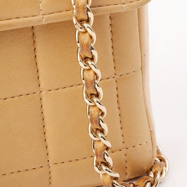 Chanel Around 2001 Made Chocobar Turn-Lock Chain Bag Beige