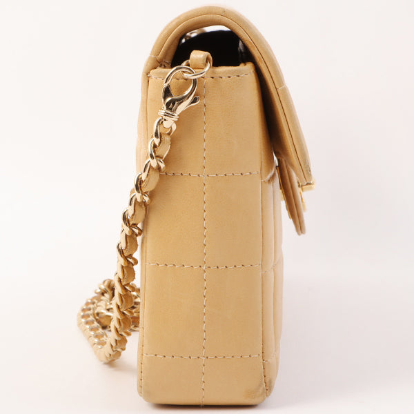 Chanel Around 2001 Made Chocobar Turn-Lock Chain Bag Beige