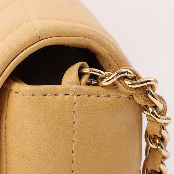 Chanel Around 2001 Made Chocobar Turn-Lock Chain Bag Beige