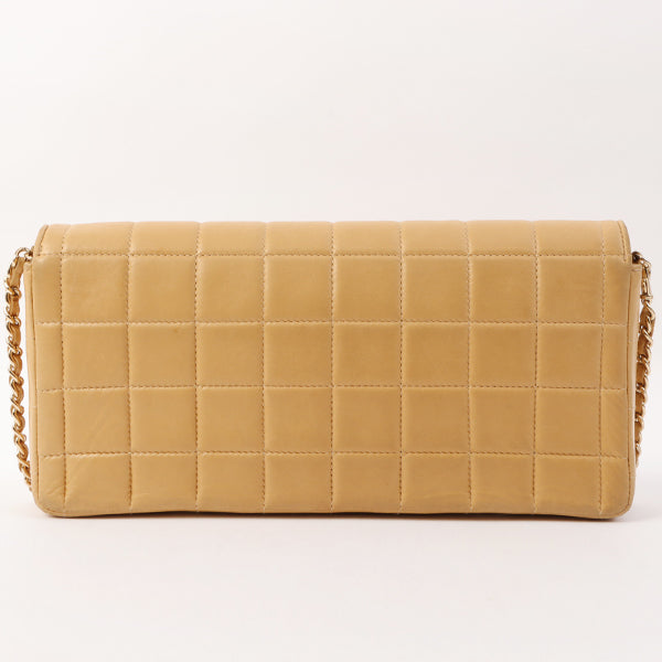 Chanel Around 2001 Made Chocobar Turn-Lock Chain Bag Beige