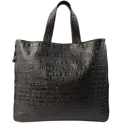 Chanel Around 2008 Made Cc Mark Logo Tote Bag Black
