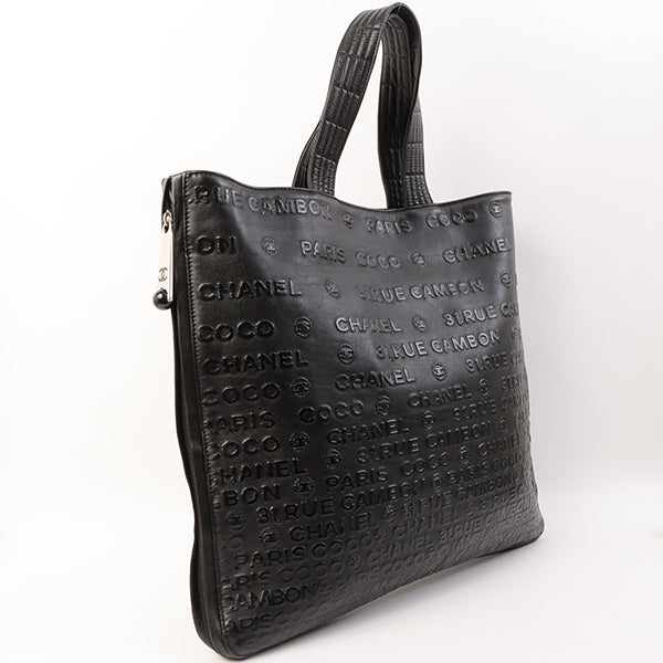Chanel Around 2008 Made Cc Mark Logo Tote Bag Black