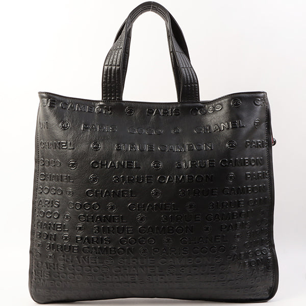 Chanel Around 2008 Made Cc Mark Logo Tote Bag Black