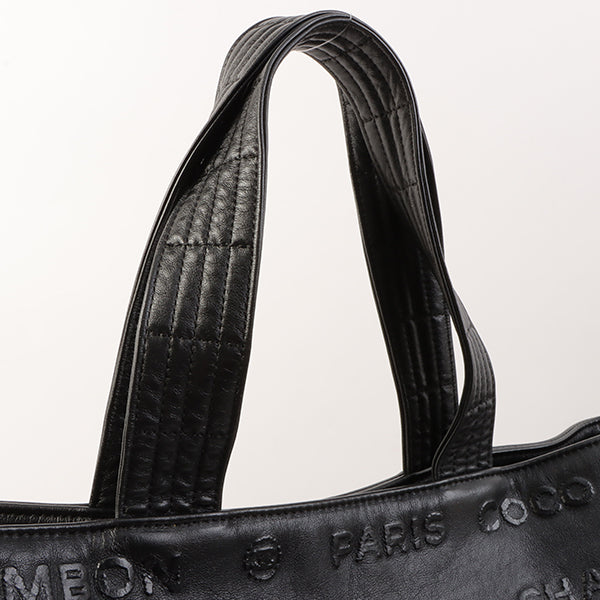 Chanel Around 2008 Made Cc Mark Logo Tote Bag Black