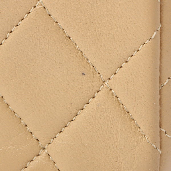 Chanel Around 1990 Made Full Flap Turn-Lock Chain Bag Mini Beige