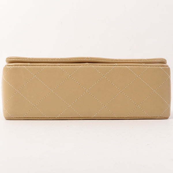 Chanel Around 1990 Made Full Flap Turn-Lock Chain Bag Mini Beige