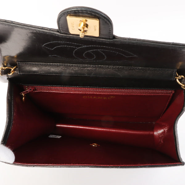 Chanel Around 1997 Made Cc Mark Plate Chain Bag Black