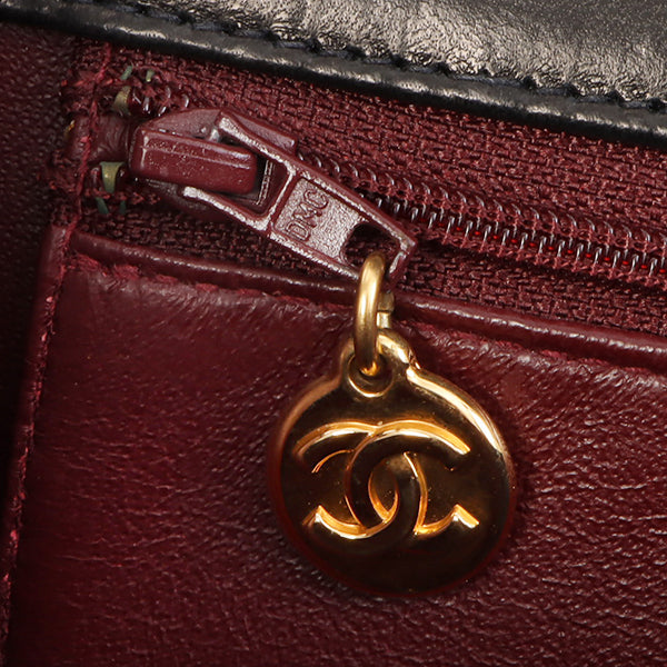 Chanel Around 1997 Made Cc Mark Plate Chain Bag Black