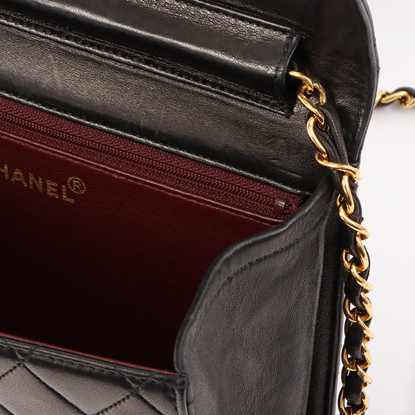 Chanel Around 1997 Made Cc Mark Plate Chain Bag Black