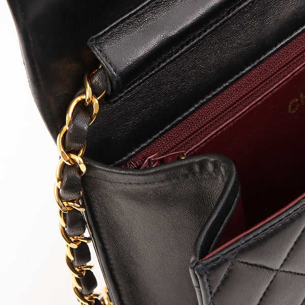 Chanel Around 1997 Made Cc Mark Plate Chain Bag Black