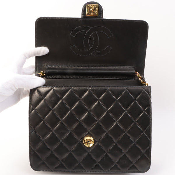 Chanel Around 1997 Made Cc Mark Plate Chain Bag Black