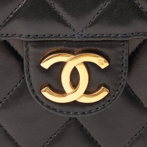Chanel Around 1997 Made Cc Mark Plate Chain Bag Black