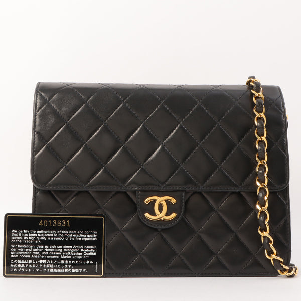 Chanel Around 1997 Made Cc Mark Plate Chain Bag Black
