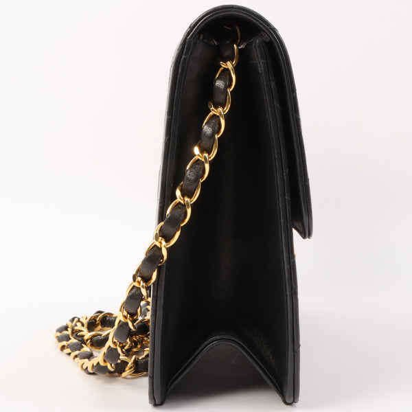 Chanel Around 1997 Made Cc Mark Plate Chain Bag Black