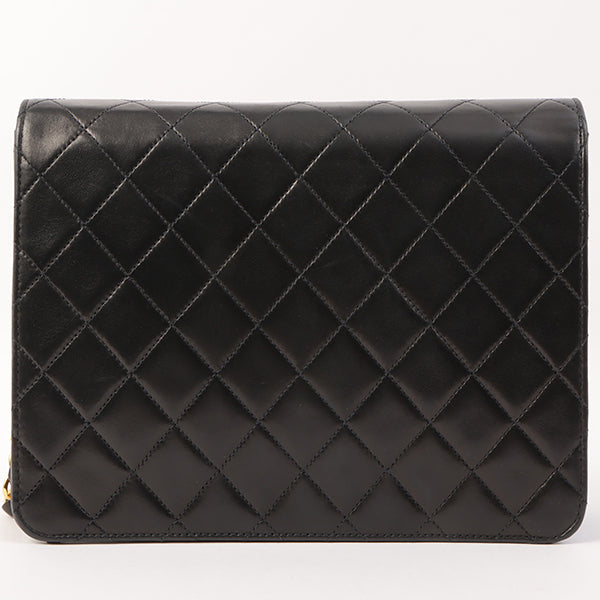 Chanel Around 1997 Made Cc Mark Plate Chain Bag Black