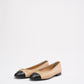 Chanel Beige/Black CC Cap Toe Ballet Flats Size 38.5C
