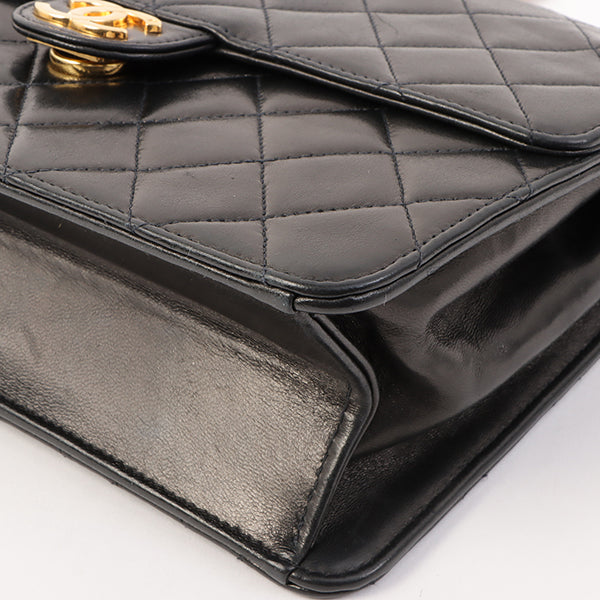Chanel Around 1997 Made Cc Mark Plate Chain Bag Black