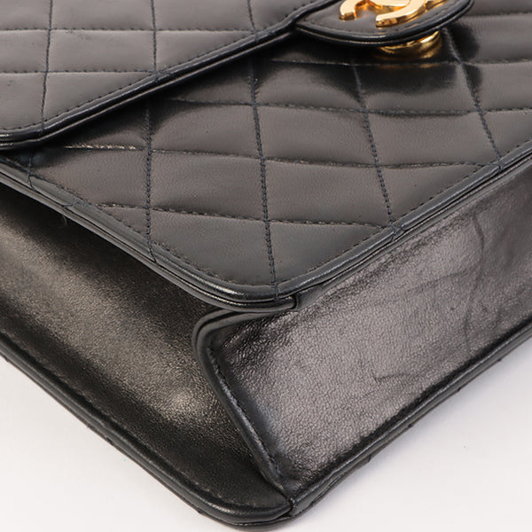 Chanel Around 1997 Made Cc Mark Plate Chain Bag Black