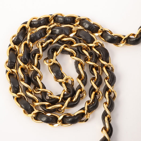 Chanel Around 1997 Made Cc Mark Plate Chain Bag Black