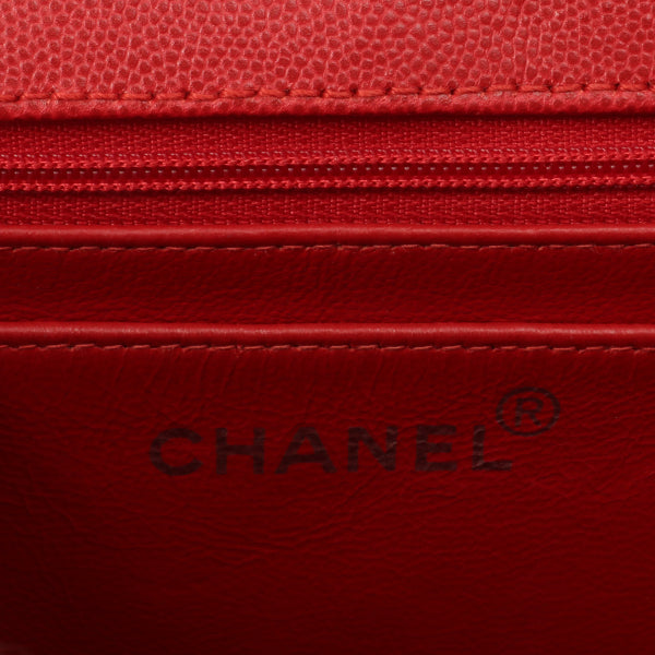 Chanel Around 1998 Made Bicolore Stitch Turn-Lock Handbag Red/Silver