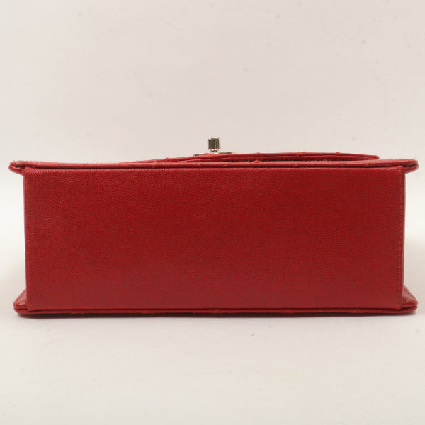 Chanel Around 1998 Made Bicolore Stitch Turn-Lock Handbag Red/Silver