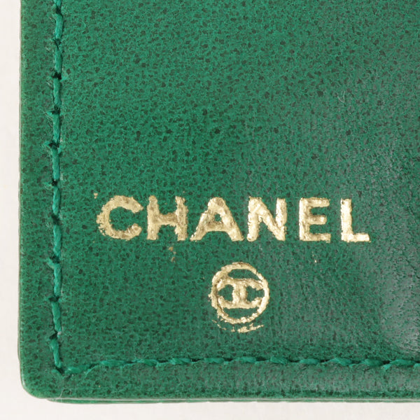 CHANEL Around 1997 Made Caviar Skin Cc Mark Stitch Key Case Green