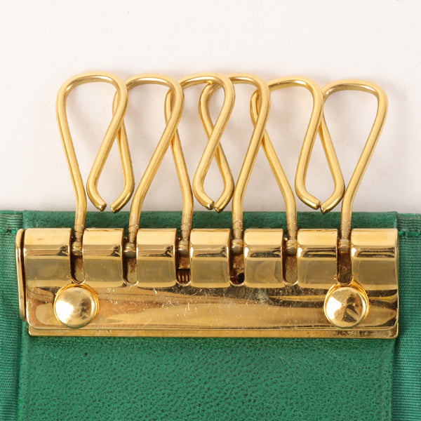 CHANEL Around 1997 Made Caviar Skin Cc Mark Stitch Key Case Green