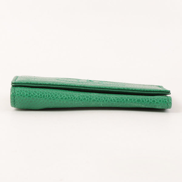 CHANEL Around 1997 Made Caviar Skin Cc Mark Stitch Key Case Green