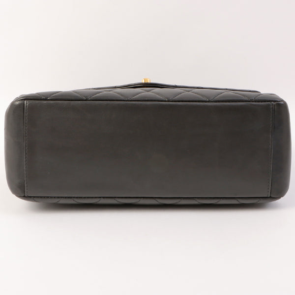 Chanel Around 1997 Made V Flap Turn-Lock Handle Bag Black