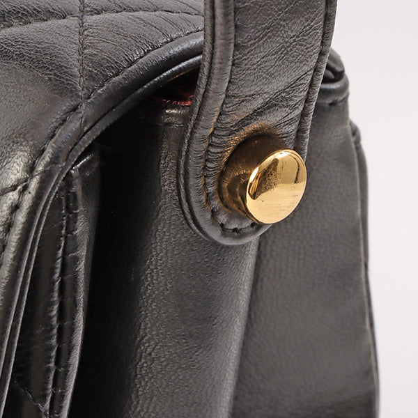 Chanel Around 1997 Made V Flap Turn-Lock Handle Bag Black