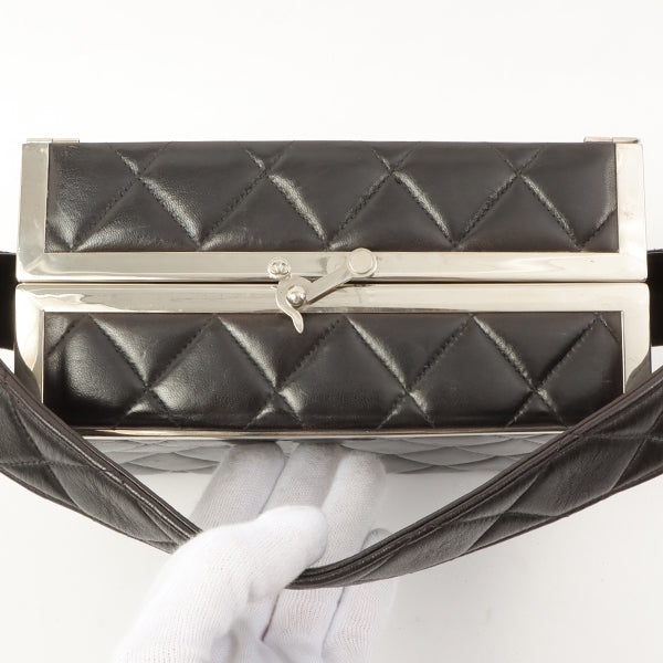Chanel 1997 Made Logo Plate Box Hand Bag Black