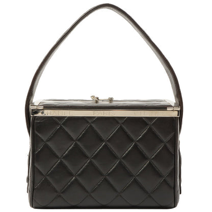 Chanel 1997 Made Logo Plate Box Hand Bag Black