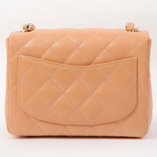 Chanel Around 2005 Made Caviar Skin Classic Flap Chain Bag Mini Salmon Pink