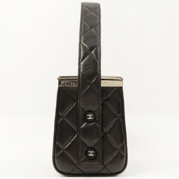 Chanel 1997 Made Logo Plate Box Hand Bag Black