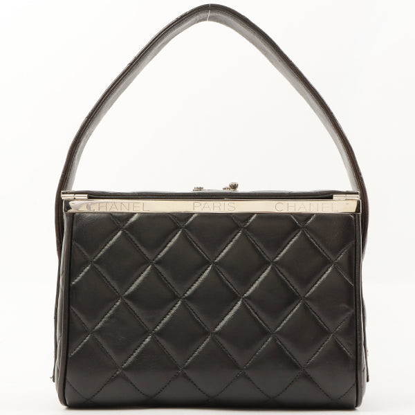 Chanel 1997 Made Logo Plate Box Hand Bag Black