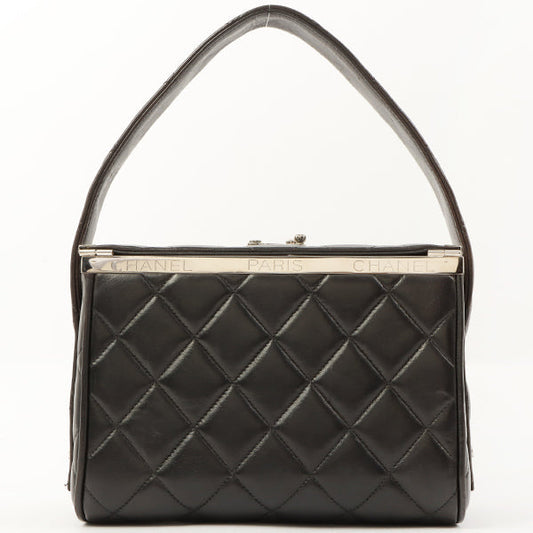 Chanel 1997 Made Logo Plate Box Hand Bag Black