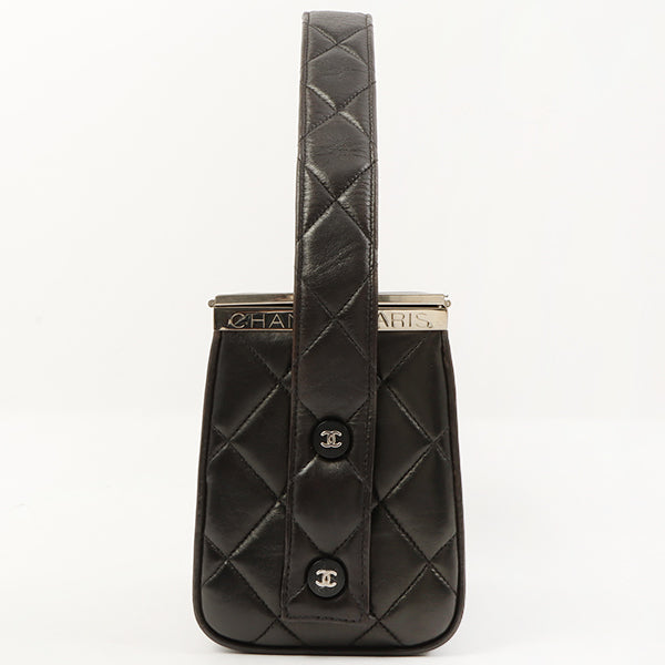 Chanel 1997 Made Logo Plate Box Hand Bag Black