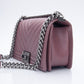 CHANEL Dark Pink Metallic Caviar Chevron Quilted Medium Boy Flap bag