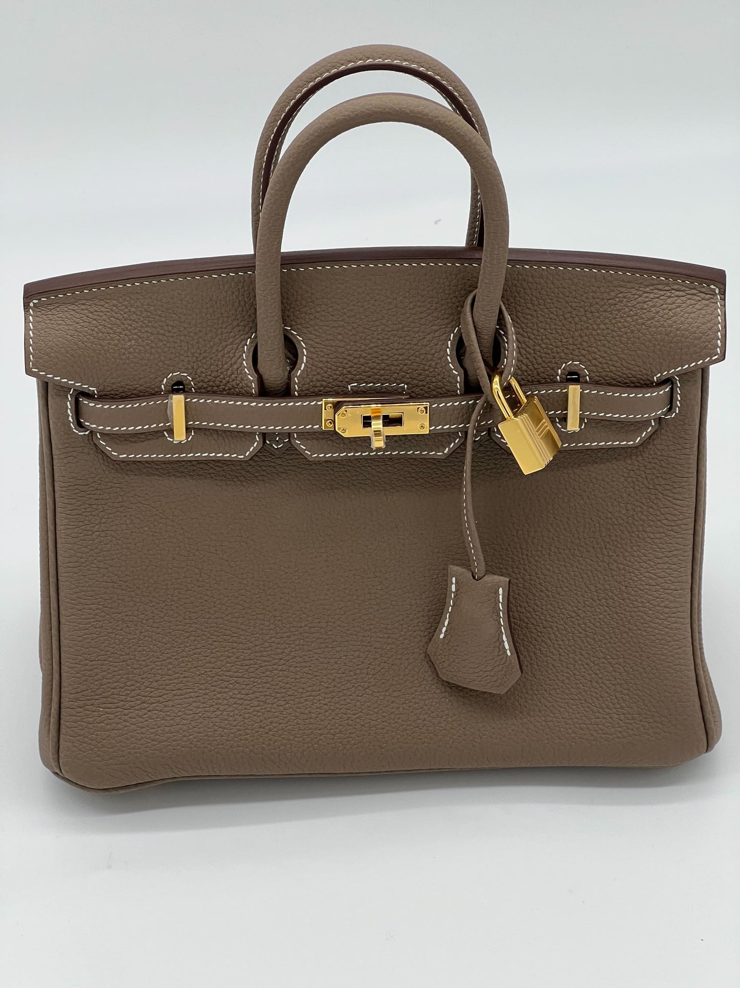 Luxury Hermes Birkin 25 Etoupe Togo Gold Hardware