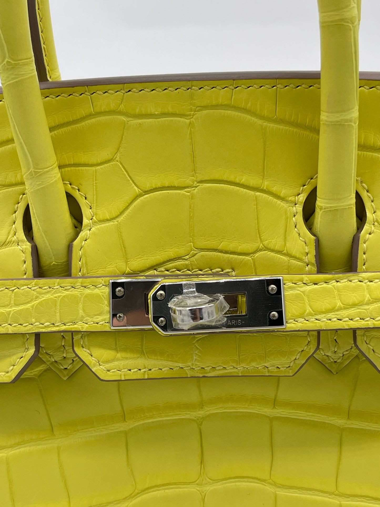 Luxury Hermes Birkin 25 Matte Alligator Lime Palladium Hardware