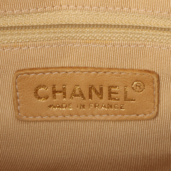Chanel Around 2002 Caviar Skin Cc Mark Stitch Shoulder Bag Beige