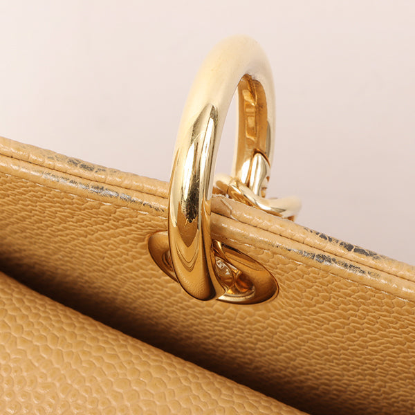 Chanel Around 2002 Caviar Skin Cc Mark Stitch Shoulder Bag Beige