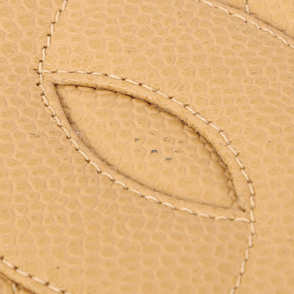 Chanel Around 2002 Caviar Skin Cc Mark Stitch Shoulder Bag Beige