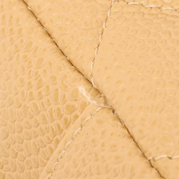 Chanel Around 2002 Caviar Skin Cc Mark Stitch Shoulder Bag Beige