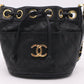 Chanel Mini Bucket Bag in Black Leather