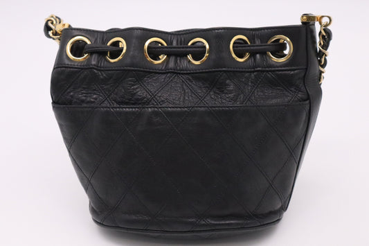 Chanel Mini Bucket Bag in Black Leather