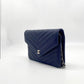 Chanel Chevron Wallet on Chain Navy Caviar Leather with Silver Hardware