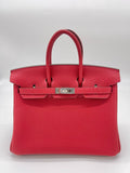 Luxury Hermes Birkin 25 Verso Veau Rouge Casaque Togo Palladium Hardware