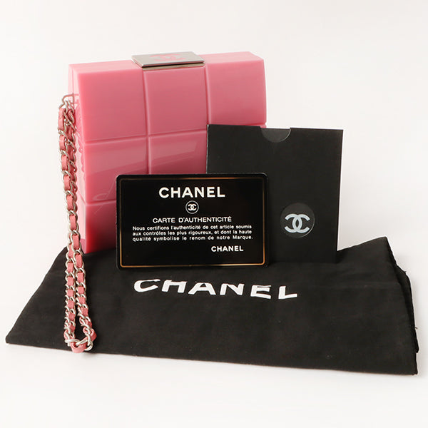 Chanel Around 2001 Made Plastic Chocobar Cc Mark Plate Chain Pouch Pink