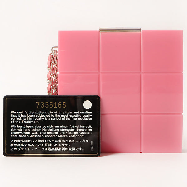 Chanel Around 2001 Made Plastic Chocobar Cc Mark Plate Chain Pouch Pink